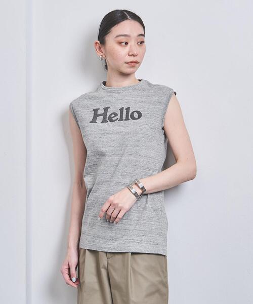 MADISON BLUE（マディソンブルー）の「＜MADISON BLUE（マディソンブルー）＞HELLO ロゴ ノースリーブ Tシャツ 22SS ■■■（Tシャツ/カットソー・レディース・ホワイト/ライトグレー・01）」の6枚目の写真