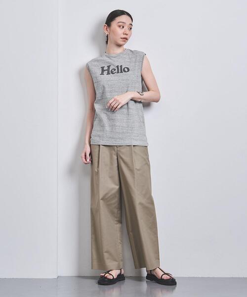 MADISON BLUE（マディソンブルー）の「＜MADISON BLUE（マディソンブルー）＞HELLO ロゴ ノースリーブ Tシャツ 22SS ■■■（Tシャツ/カットソー・レディース・ホワイト/ライトグレー・01）」の7枚目の写真