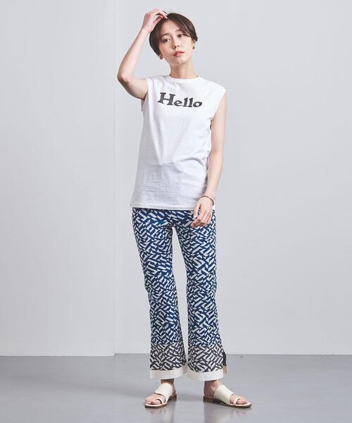 MADISON BLUE（マディソンブルー）の「＜MADISON BLUE（マディソンブルー）＞HELLO ロゴ ノースリーブ Tシャツ 22SS ■■■（Tシャツ/カットソー・レディース・ホワイト/ライトグレー・01）」の8枚目の写真