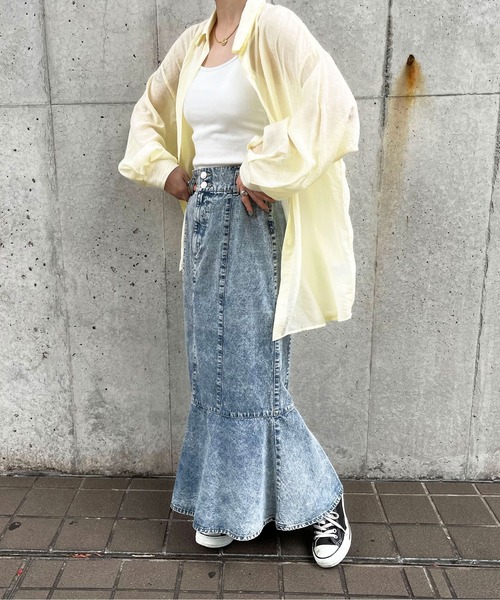 PairPair(ペアペア)の「イロイロマーメイドスカート(スカート・レディース・ブラック/オレンジ/アイボリー/ベージュ系/サックスブルー・フリー)」の4枚目の写真