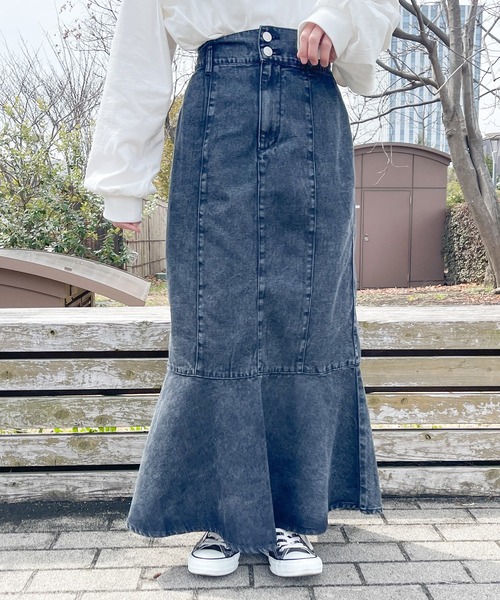 PairPair(ペアペア)の「イロイロマーメイドスカート(スカート・レディース・ブラック/オレンジ/アイボリー/ベージュ系/サックスブルー・フリー)」の12枚目の写真