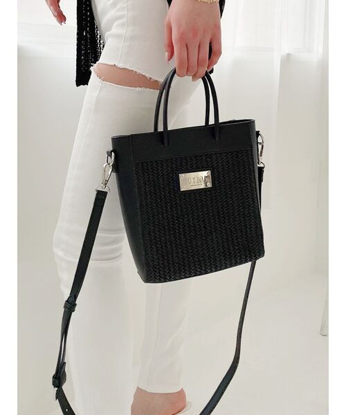GYDA（ジェイダ）の「MIXマテリアル2WAYミニバッグ（ハンドバッグ・レディース・ブラック/オフホワイト・FREE）」の11枚目の写真