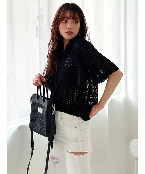 GYDA（ジェイダ）の「MIXマテリアル2WAYミニバッグ（ハンドバッグ・レディース・ブラック/オフホワイト・FREE）」の8枚目の写真