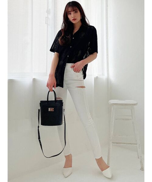 GYDA（ジェイダ）の「MIXマテリアル2WAYミニバッグ（ハンドバッグ・レディース・ブラック/オフホワイト・FREE）」の7枚目の写真