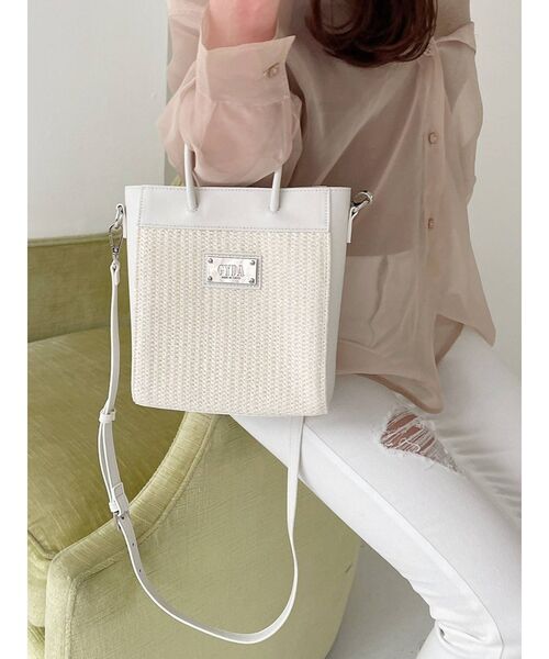 GYDA（ジェイダ）の「MIXマテリアル2WAYミニバッグ（ハンドバッグ・レディース・ブラック/オフホワイト・FREE）」の4枚目の写真