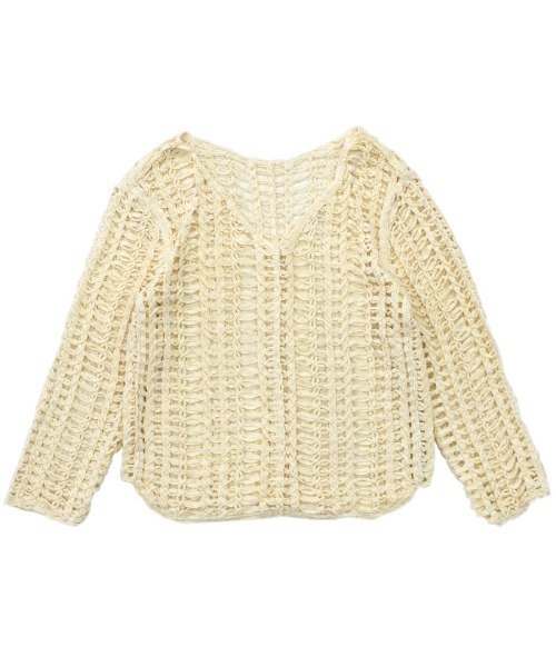 select MOCA（セレクトモカ）の「2022 SS Vネック透かし編みトップス（ニット/セーター・レディース・ブラック/ブラウン/アイボリー・FREE）」の20枚目の写真