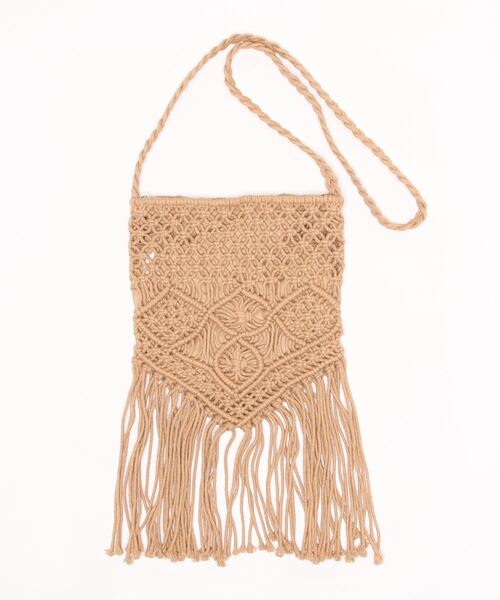 Kahiko(カヒコ)の「【Kahiko】マクラメ編みフリンジショルダーバッグ(ショルダーバッグ・レディース・キャメル/ホワイト・FREE)」の2枚目の写真