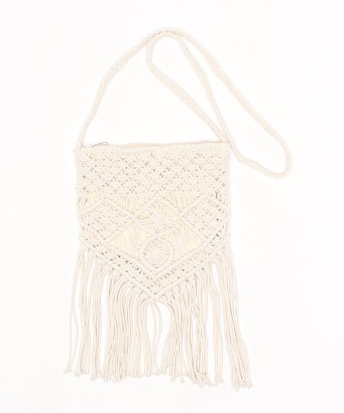 Kahiko(カヒコ)の「【Kahiko】マクラメ編みフリンジショルダーバッグ(ショルダーバッグ・レディース・キャメル/ホワイト・FREE)」の1枚目の写真