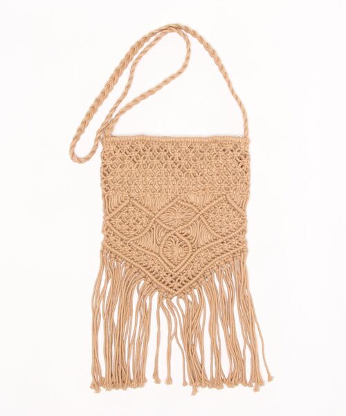 Kahiko(カヒコ)の「【Kahiko】マクラメ編みフリンジショルダーバッグ(ショルダーバッグ・レディース・キャメル/ホワイト・FREE)」の3枚目の写真