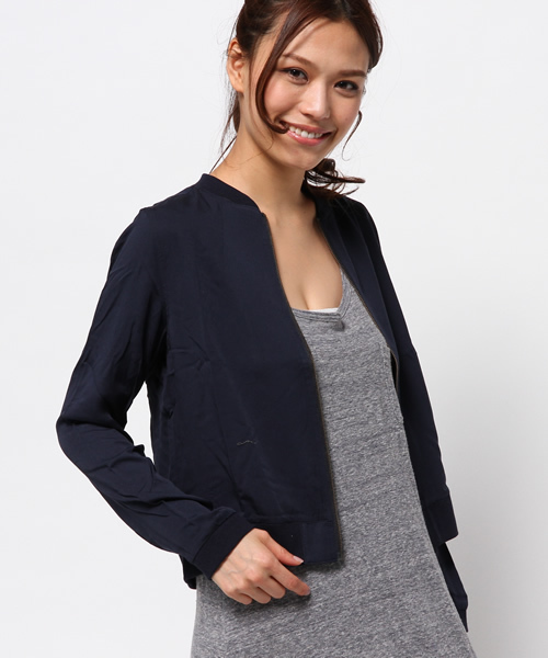 earth music&ecology（アースミュージックアンドエコロジー）の「リブブルゾン（ブルゾン・レディース・アイボリー/カーキ/ネイビー・MEDIUM/SMALL）」の3枚目の写真