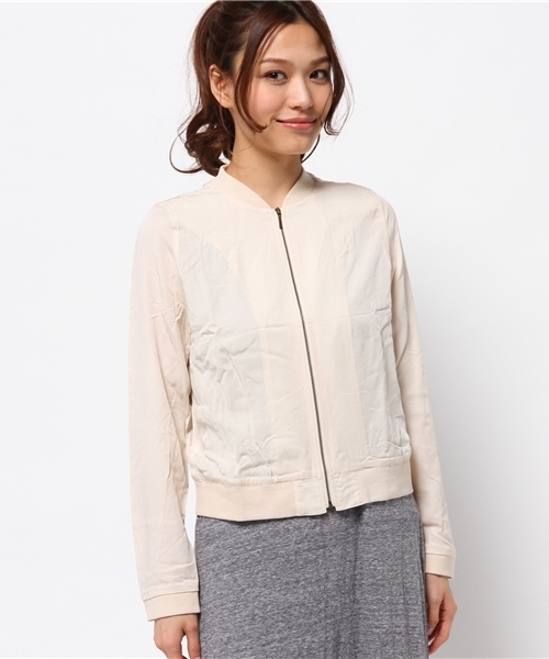 earth music&ecology（アースミュージックアンドエコロジー）の「リブブルゾン（ブルゾン・レディース・アイボリー/カーキ/ネイビー・MEDIUM/SMALL）」の4枚目の写真