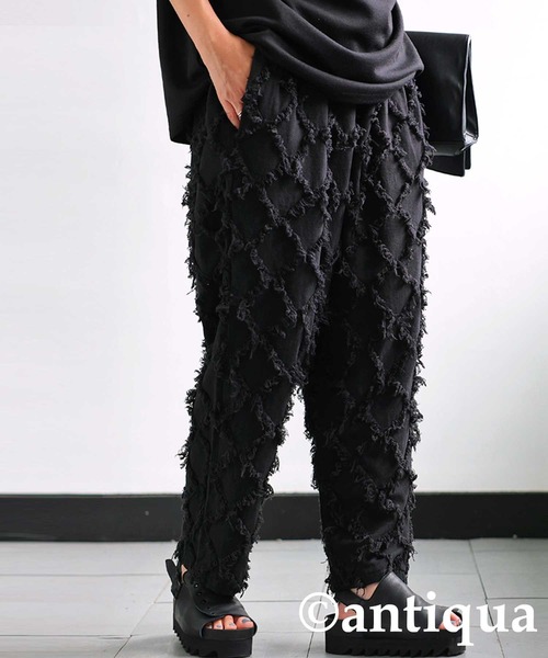 antiqua(アンティカ)の「綿麻フリンジパンツ(その他パンツ・レディース・ブラック/ベージュ・FREE)」の4枚目の写真