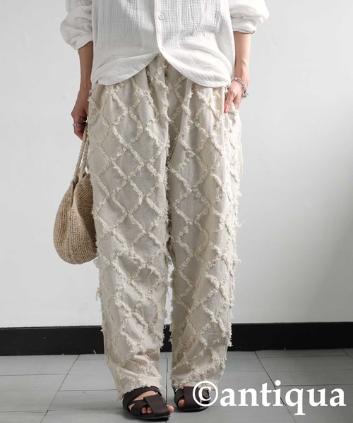 antiqua(アンティカ)の「綿麻フリンジパンツ(その他パンツ・レディース・ブラック/ベージュ・FREE)」の9枚目の写真