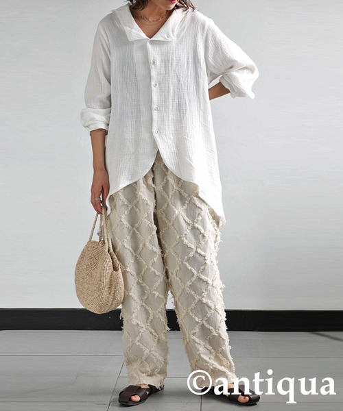 antiqua(アンティカ)の「綿麻フリンジパンツ(その他パンツ・レディース・ブラック/ベージュ・FREE)」の11枚目の写真