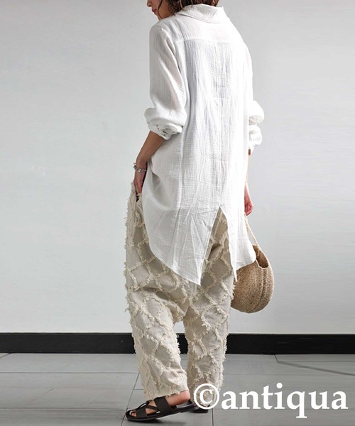 antiqua(アンティカ)の「綿麻フリンジパンツ(その他パンツ・レディース・ブラック/ベージュ・FREE)」の13枚目の写真