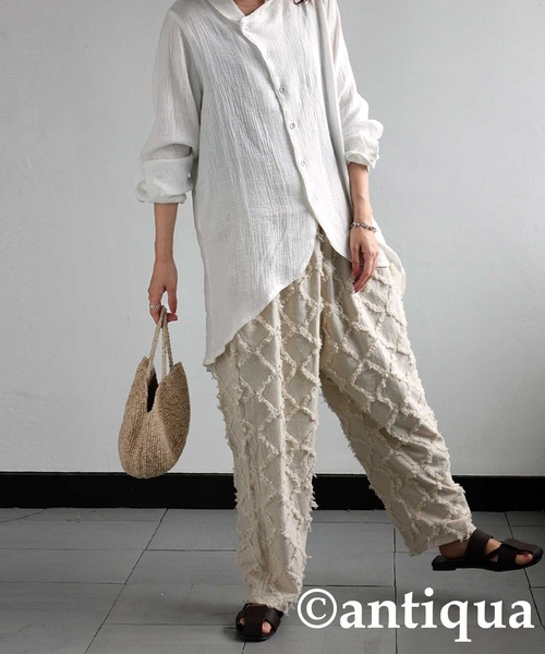 antiqua(アンティカ)の「綿麻フリンジパンツ(その他パンツ・レディース・ブラック/ベージュ・FREE)」の14枚目の写真