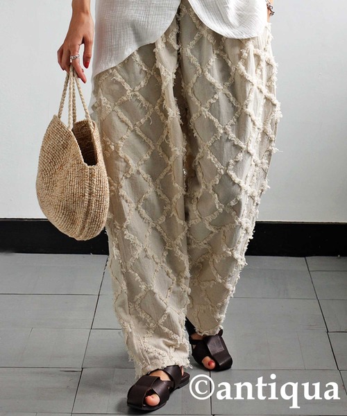 antiqua(アンティカ)の「綿麻フリンジパンツ(その他パンツ・レディース・ブラック/ベージュ・FREE)」の15枚目の写真