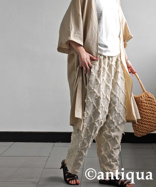 antiqua(アンティカ)の「綿麻フリンジパンツ(その他パンツ・レディース・ブラック/ベージュ・FREE)」の16枚目の写真