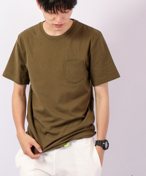 Bling Leads（ブリングリーズ）の「Bling Leads T/C天竺ポケ付クルー半袖Tシャツ（Tシャツ/カットソー・メンズ・イエロー/ブラック/グレー/ライトピンク/ピンク/ホワイト/カーキ/ネイビー・L/M/XL）」の4枚目の写真