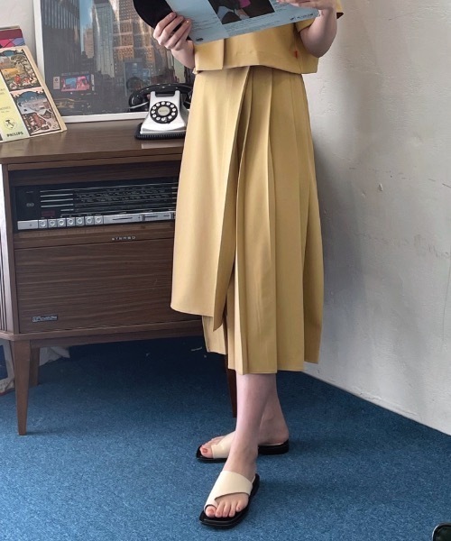 【OHYEAH 】アーバンラッププリーツ ロングスカート / Urban Wrap Pleats long skirt