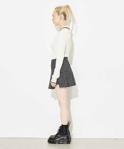 X-girl（エックスガール）の「TWEED JERSEY SKORT（スカート・レディース・ホワイト/ブラック・S/M/XS）」の21枚目の写真
