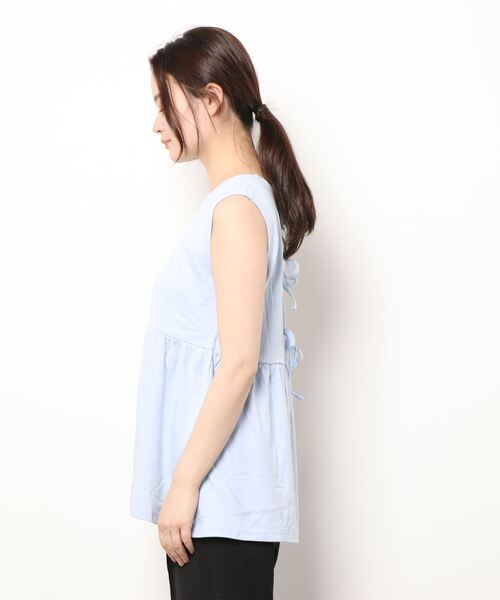 KOBE LETTUCE(コウベレタス)の「選べる2タイプ バックリボンカットソートップス(Tシャツ/カットソー・レディース・オフホワイト/ブラック/ピンク/ブルー/ホワイト系/ブラック系/ブルー系/ピンク系・1/2)」の9枚目の写真