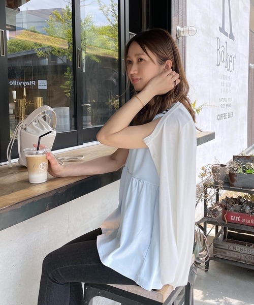 KOBE LETTUCE(コウベレタス)の「選べる2タイプ バックリボンカットソートップス(Tシャツ/カットソー・レディース・オフホワイト/ブラック/ピンク/ブルー/ホワイト系/ブラック系/ブルー系/ピンク系・1/2)」の16枚目の写真