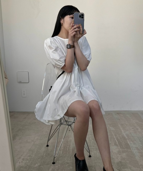 ACYM（アシーム）の「Back tie mini ワンピース【ZOZO限定カラー：ホワイト】（ワンピース・レディース・ホワイト/ブラック/ベージュ・FREE）」の9枚目の写真