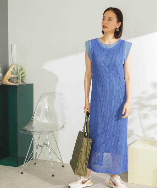 ROSE BUD（ローズバッド）の「メッシュニットワンピース（ワンピース・レディース・ブラック/ブルー/グリーン・FREE）」の17枚目の写真