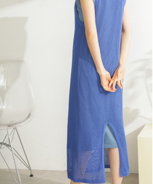 ROSE BUD（ローズバッド）の「メッシュニットワンピース（ワンピース・レディース・ブラック/ブルー/グリーン・FREE）」の22枚目の写真