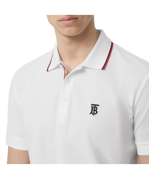 BURBERRY（バーバリー）の「アイコンストライプ プラケット コットンピケ ポロシャツ（ポロシャツ・メンズ・ホワイト・S/M/L/XS）」の4枚目の写真