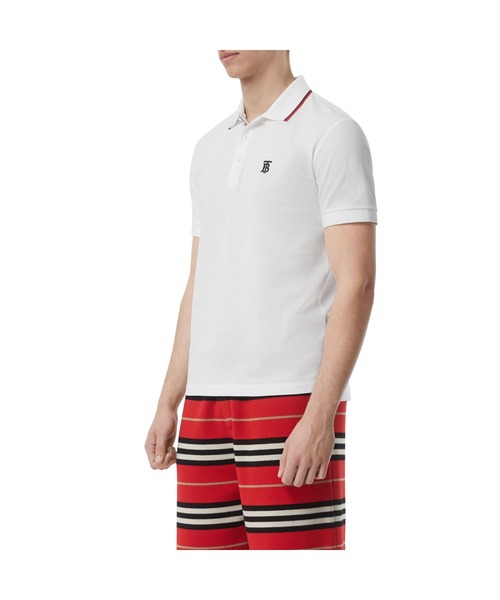 BURBERRY（バーバリー）の「アイコンストライプ プラケット コットンピケ ポロシャツ（ポロシャツ・メンズ・ホワイト・S/M/L/XS）」の5枚目の写真