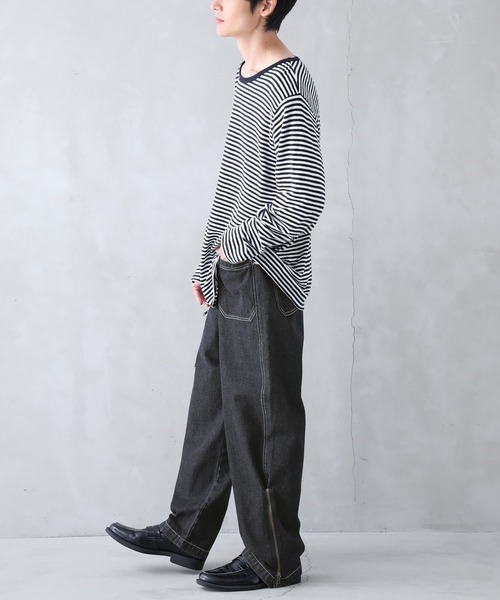 n'OrLABEL(ノアールレーベル)の「『配色ステッチジッパーデザインデニム』(デニムパンツ・メンズ・ブラック・XL/L/M)」の5枚目の写真