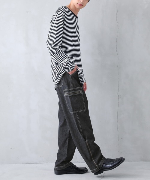 n'OrLABEL(ノアールレーベル)の「『配色ステッチジッパーデザインデニム』(デニムパンツ・メンズ・ブラック・XL/L/M)」の6枚目の写真