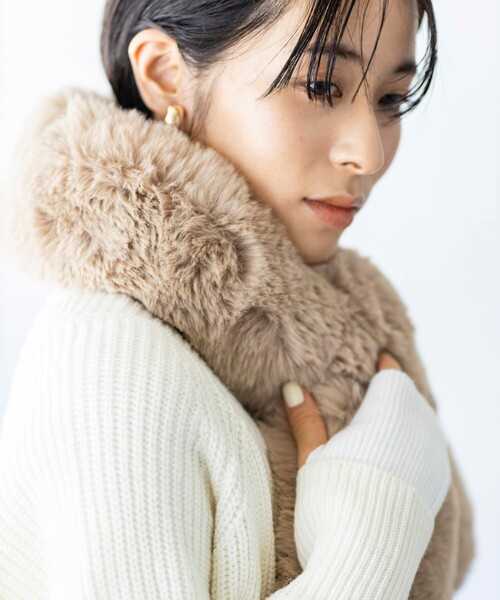 THE SHOP TK (ザ ショップ ティーケー )の「◆ファーティペット(ストール/ショール・レディース・カーキ/ブラウン系その他/ライトベージュ/ブラウン系・00)」の3枚目の写真