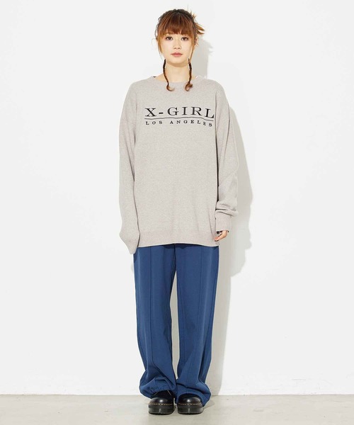 X-girl（エックスガール）の「EMBROIDERED SERIF LOGO KNIT（ニット/セーター・レディース・ブラック/パープル/グレー・ONE SIZE）」の15枚目の写真