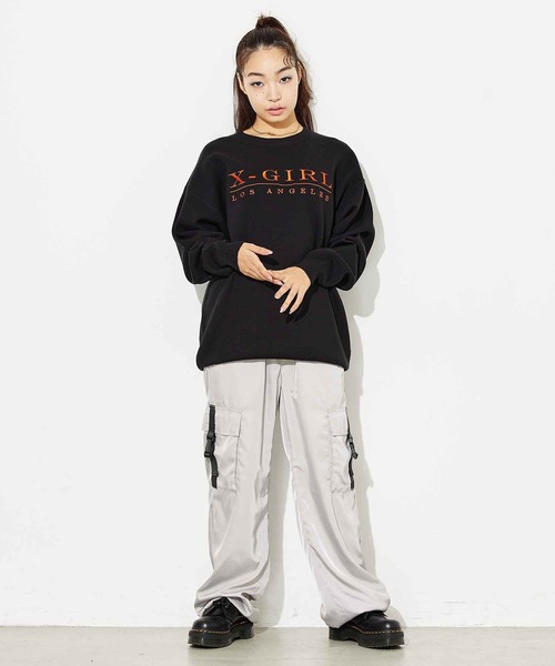 X-girl（エックスガール）の「EMBROIDERED SERIF LOGO KNIT（ニット/セーター・レディース・ブラック/パープル/グレー・ONE SIZE）」の18枚目の写真
