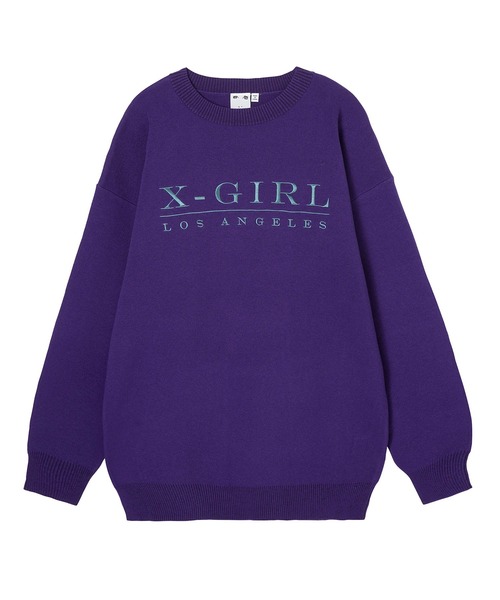 X-girl（エックスガール）の「EMBROIDERED SERIF LOGO KNIT（ニット/セーター・レディース・ブラック/パープル/グレー・ONE SIZE）」の14枚目の写真