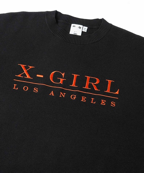X-girl（エックスガール）の「EMBROIDERED SERIF LOGO KNIT（ニット/セーター・レディース・ブラック/パープル/グレー・ONE SIZE）」の6枚目の写真