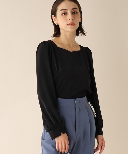 OPAQUE.CLIP（オペークドットクリップ）の「◆スクエアネックサテンブラウス（シャツ/ブラウス・レディース・パープル系/ブラック/ライトグレー・38）」の8枚目の写真