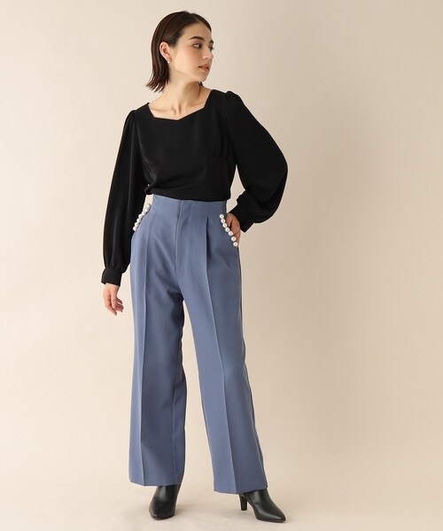 OPAQUE.CLIP（オペークドットクリップ）の「◆スクエアネックサテンブラウス（シャツ/ブラウス・レディース・パープル系/ブラック/ライトグレー・38）」の11枚目の写真