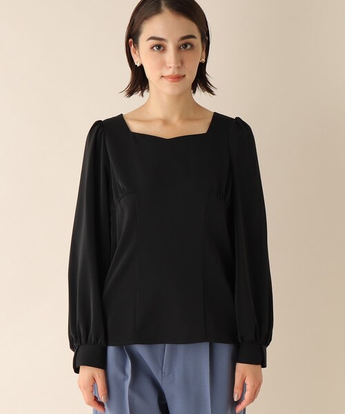 OPAQUE.CLIP（オペークドットクリップ）の「◆スクエアネックサテンブラウス（シャツ/ブラウス・レディース・パープル系/ブラック/ライトグレー・38）」の22枚目の写真