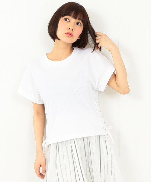 Ray BEAMS(レイビームス)の「Ray BEAMS / サイドレースアップ プルオーバー(Tシャツ/カットソー・レディース・ホワイト/ブラック/ブルー・ONE SIZE)」の11枚目の写真