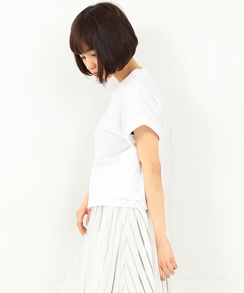 Ray BEAMS(レイビームス)の「Ray BEAMS / サイドレースアップ プルオーバー(Tシャツ/カットソー・レディース・ホワイト/ブラック/ブルー・ONE SIZE)」の12枚目の写真