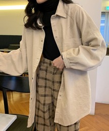 コーデュロイ長袖シャツブラウス