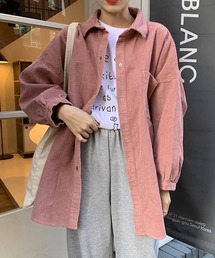 コーデュロイ長袖シャツブラウス
