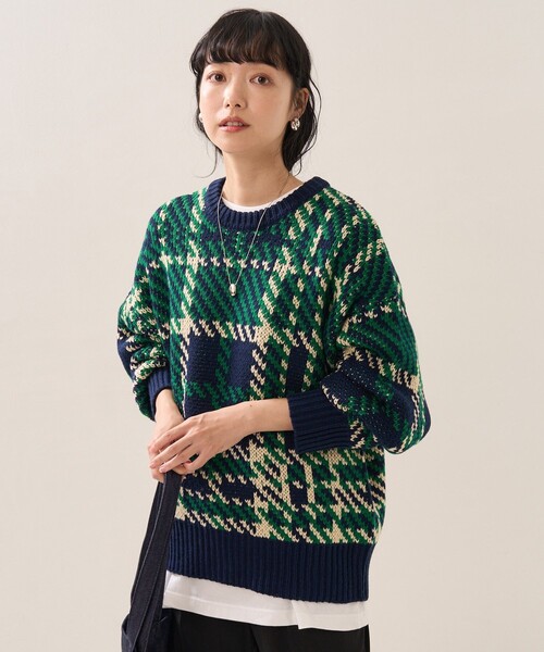 FREAK'S STORE(フリークスストア)の「カラーチェックニット(ニット/セーター・レディース・ネイビー/オレンジ/ピンク/イエロー・フリ-)」の11枚目の写真