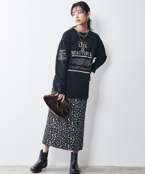 CHIC STYLE(シックスタイル)の「<大きいサイズ>綿100%ロゴプリントロングスリーブTシャツ シックスタイル(Tシャツ/カットソー・レディース・ブラック/オフホワイト・4L/6L/L/5L/3L/LL/8L)」の15枚目の写真
