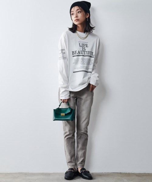 CHIC STYLE(シックスタイル)の「<大きいサイズ>綿100%ロゴプリントロングスリーブTシャツ シックスタイル(Tシャツ/カットソー・レディース・ブラック/オフホワイト・4L/6L/L/5L/3L/LL/8L)」の14枚目の写真