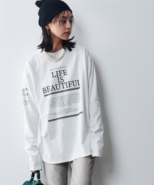 CHIC STYLE(シックスタイル)の「<大きいサイズ>綿100%ロゴプリントロングスリーブTシャツ シックスタイル(Tシャツ/カットソー・レディース・ブラック/オフホワイト・4L/6L/L/5L/3L/LL/8L)」の4枚目の写真